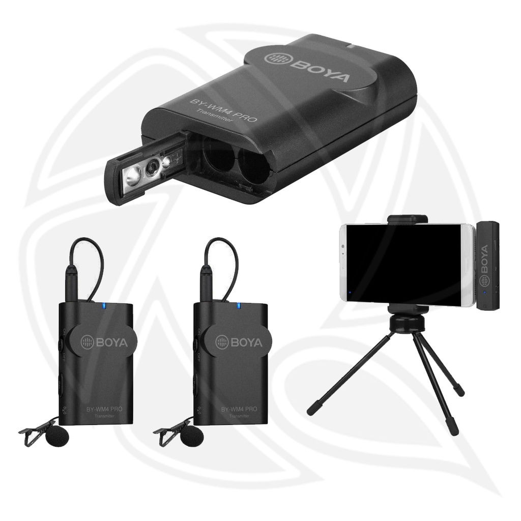 BOYA BY-WM4 PRO-K4 Two-Person Digital Wireless Omni Lavalier Microphone System for Lightning iOS Devices (2.4 GHz)