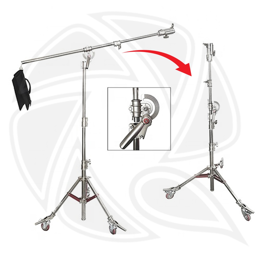 QIHE L6-2400 Heavy Duty Stainless Steel Light Stand,Dual Use Stainless Stand with Boom Arm