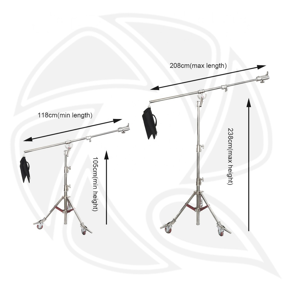 QIHE L6-2400 Heavy Duty Stainless Steel Light Stand,Dual Use Stainless Stand with Boom Arm