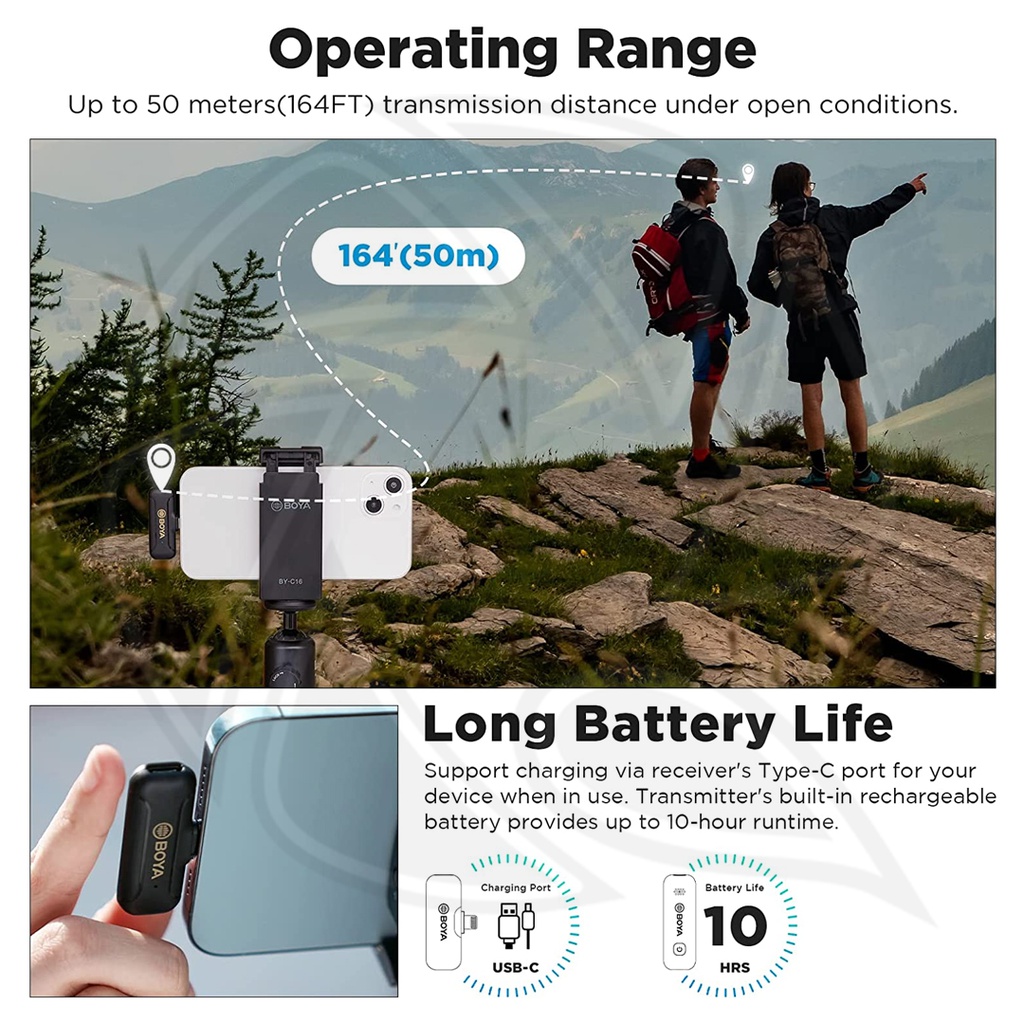 BOYA BY-WM3T2-D2 Digital True-Wireless Microphone System for iOS Mobile Devices (2.4 GHz)