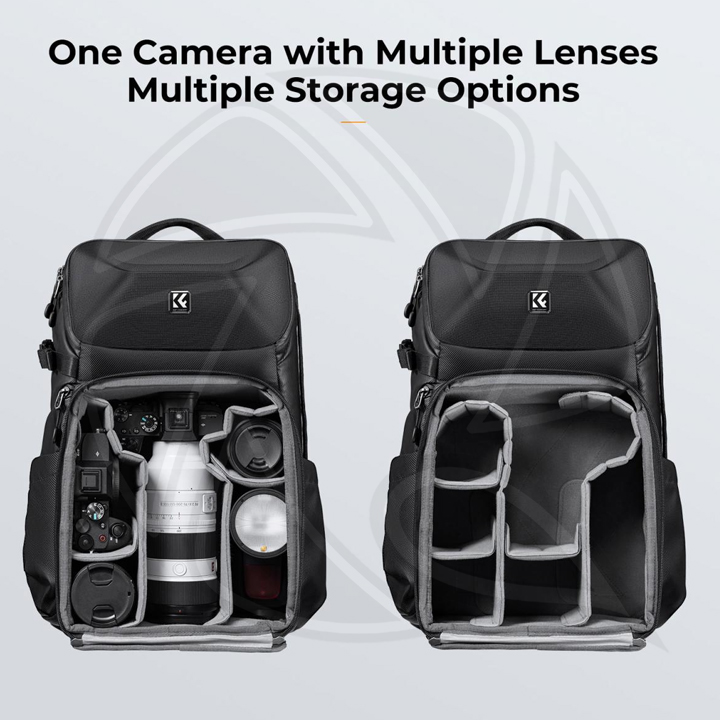 KF13.144 oncept Camera Backpack 20L Large Waterproof Camera Bag with Front HardShell / 15.6" Laptop / Tripod Compartment for Photographers, Black