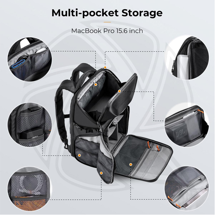 KF13.144 oncept Camera Backpack 20L Large Waterproof Camera Bag with Front HardShell / 15.6" Laptop / Tripod Compartment for Photographers, Black