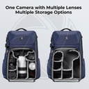 KF13.144V2 Concept Camera Backpack 20L Large Waterproof Camera Bag with Front HardShell / 15.6" Laptop / Tripod Compartment for Photographers, Blue