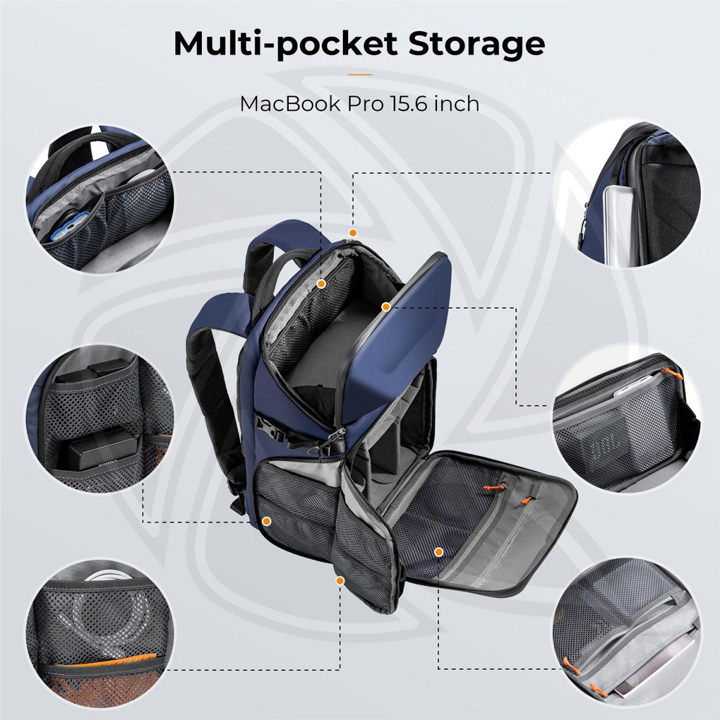 KF13.144V2 Concept Camera Backpack 20L Large Waterproof Camera Bag with Front HardShell / 15.6" Laptop / Tripod Compartment for Photographers, Blue