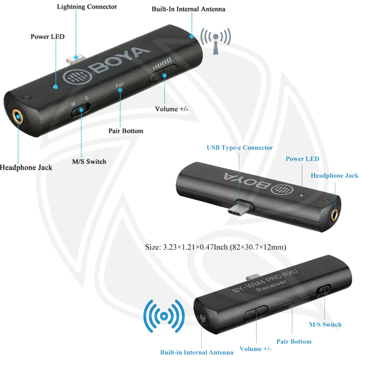 BOYA BY-WM4 PRO-K3 Digital Wireless Omni Lavalier Microphone System for  iOS &amp; Type-C Devices (2.4 GHz) (Neck mic. Wireless)