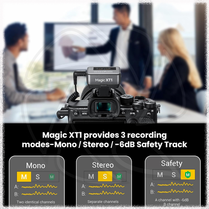 GODOX Magic XT1 2-Person Wireless Microphone System with TYPE-C Adapter (2.4 GHz) (Neck Mic.)