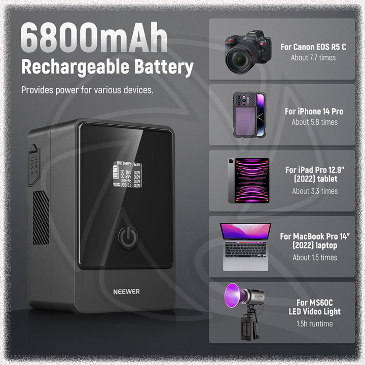 NEEWER  V MOUNT BATTERY 14.5V 6800MAH 99WH PS099E WITH C TO C CABLE(10103327)