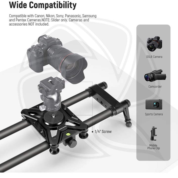 NEEWER 120CM CARBON FIBER MOTORIZED CAMERA SLIDER WITH APP CONTROL &amp;REMOT (10101208)