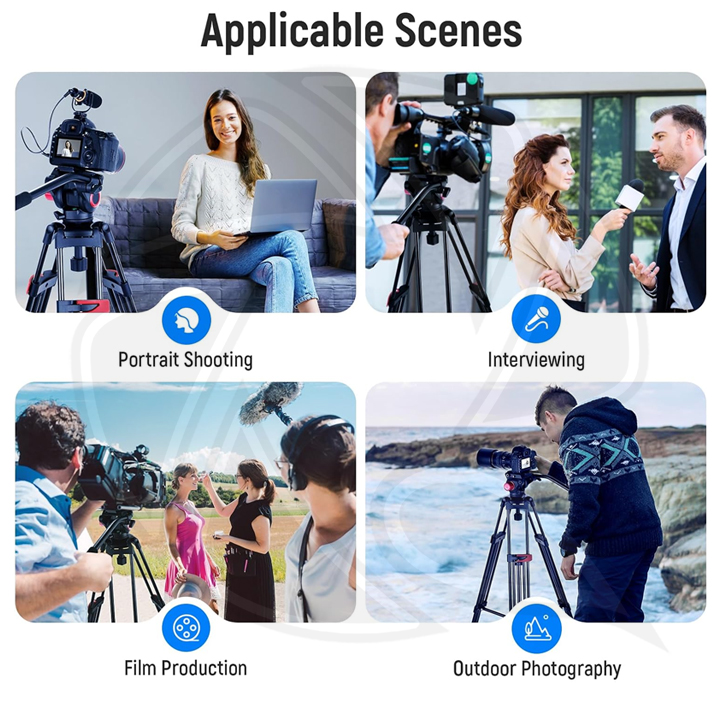 NEEWER 200CM HEAVY DUTY VIDEO TRIPOD WITH FLUID DRAG HEAD(10100651)