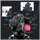 NEEWER 200CM HEAVY DUTY VIDEO TRIPOD WITH FLUID DRAG HEAD(10100651)