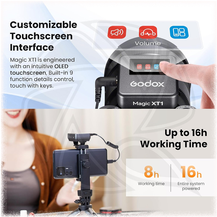 GODOX Magic XT1- 2-Person Wireless Microphone System for Type-c &amp; iPhone (ALL-PORPOSE KIT) (2.4 GHz) (Neck Mic.)