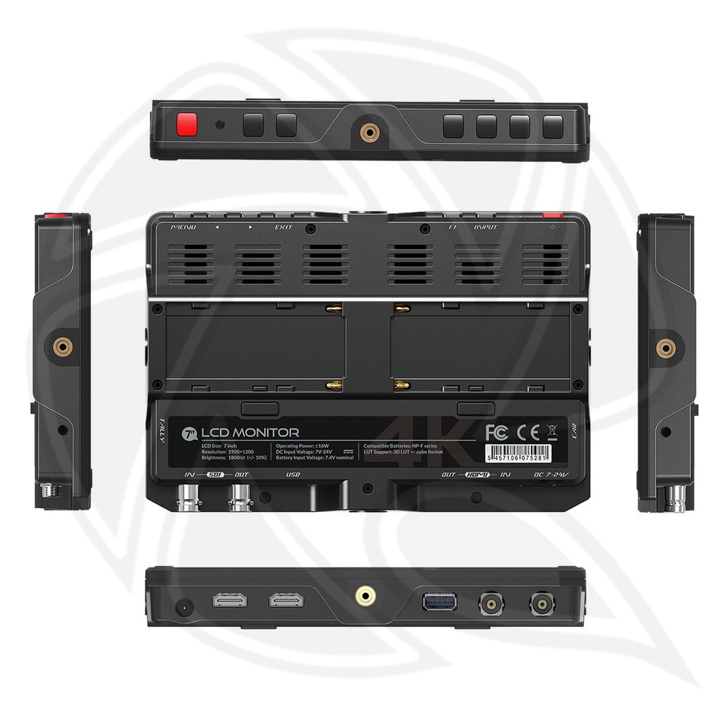 Lilliput 7" - 4K HDMI/3G-SDI Ultra-Bright On-Camera Monitor H7S