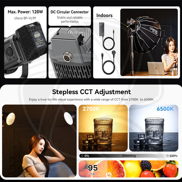 Ulanzi VL120BI 120W Bi-color V-Mount Video Light