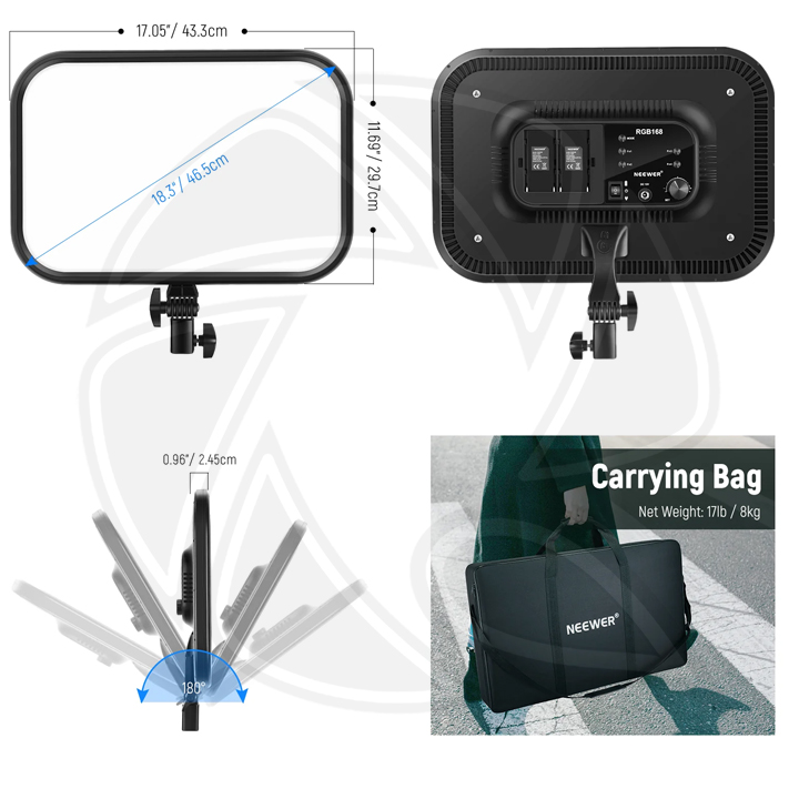 NEEWER RGB168 18.3" (46cm) LED Panel Video Light 2KIT (10101825)