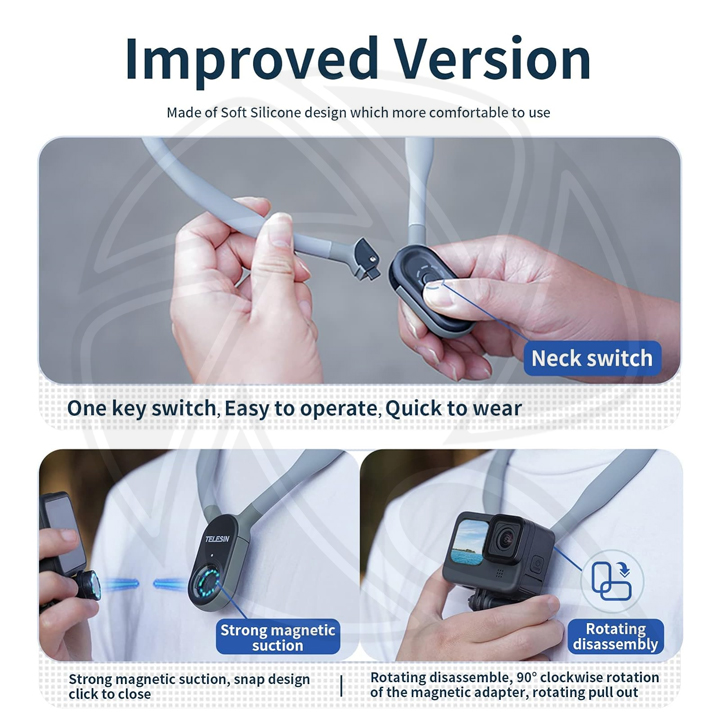 TELESIN FPV soft silicone neck strap mount for action cameras and cellphones/TE-HNB-001