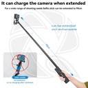 TELESIN Power grip selfie stick for action cameras and cellphones (with built-in 10,000mAh battery cell)/TE-CSS-001