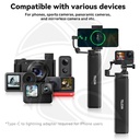 TELESIN Power grip selfie stick for action cameras and cellphones (with built-in 10,000mAh battery cell)/TE-CSS-001