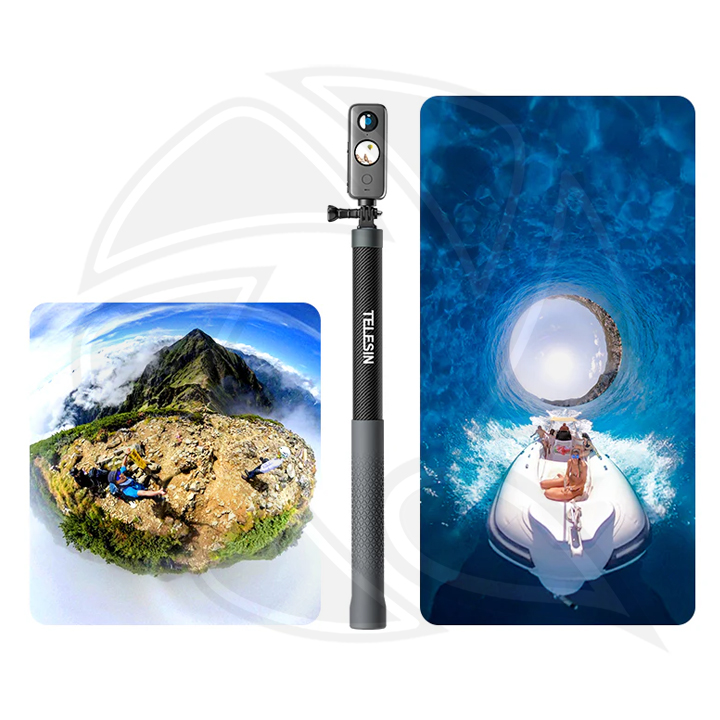 TELESIN The 3rd generation 3.0 meter eccentric tube carbon fiber selfie stick with rubber handle/GP-MNP-300-3