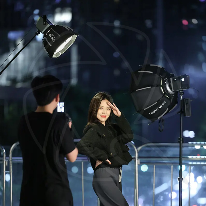 QPS- BI-COLOR COB Video Light 60W with Quick Release Softbox 45cm