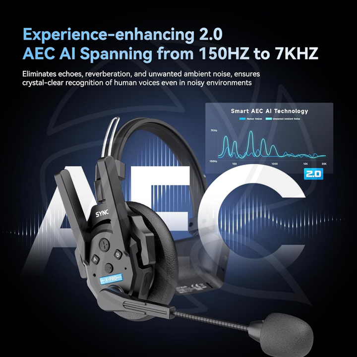 SYNCO Xtalk XPro 5/ Full Duplex Wireless Intercom Headset at 2.4GHz