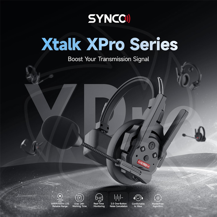 SYNCO Xtalk XPro 9/ Full Duplex Wireless Intercom Headset at 2.4GHz