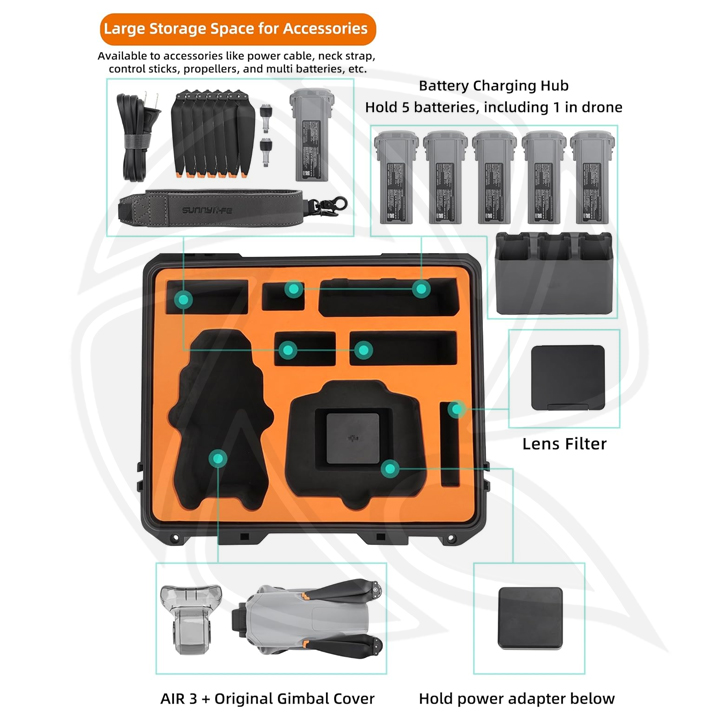 SUNNY LIFE AQX-11 Hard Case for Air 3 fly more combo-compatible with RC2/RC-N2