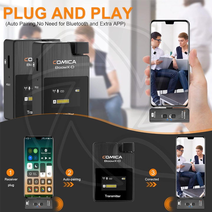 COMICA Boom X-D MI2  Dual Wireless Lavalier Microphone for iPhone