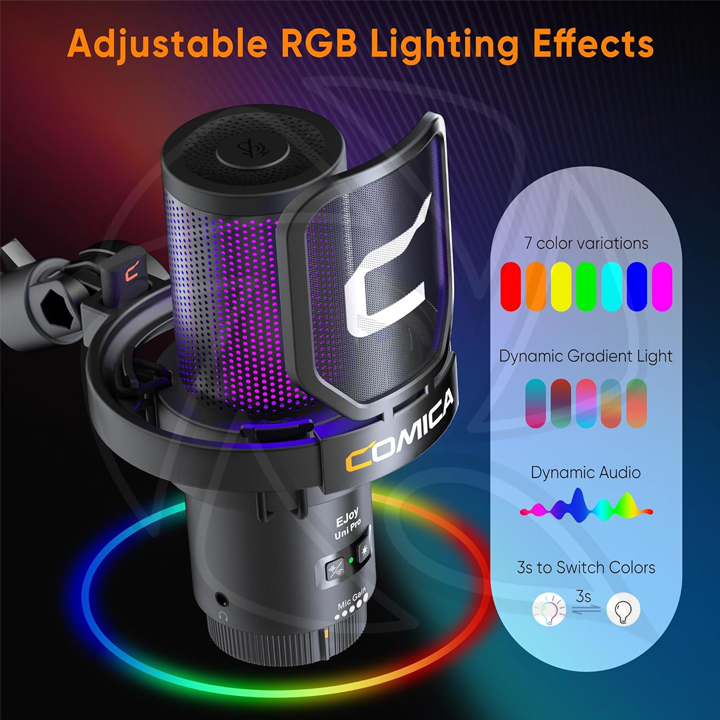 COMICA EJOY UNI PRO (A) RGB Cardioid Condenser Wireless USB Microphone