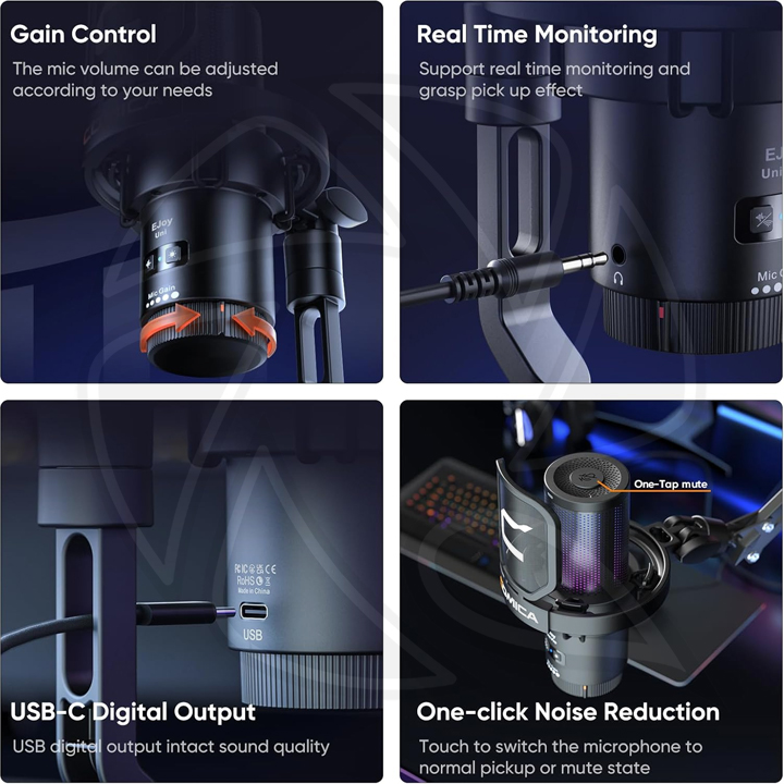 COMICA EJOY UNI PRO (A) RGB Cardioid Condenser Wireless USB Microphone