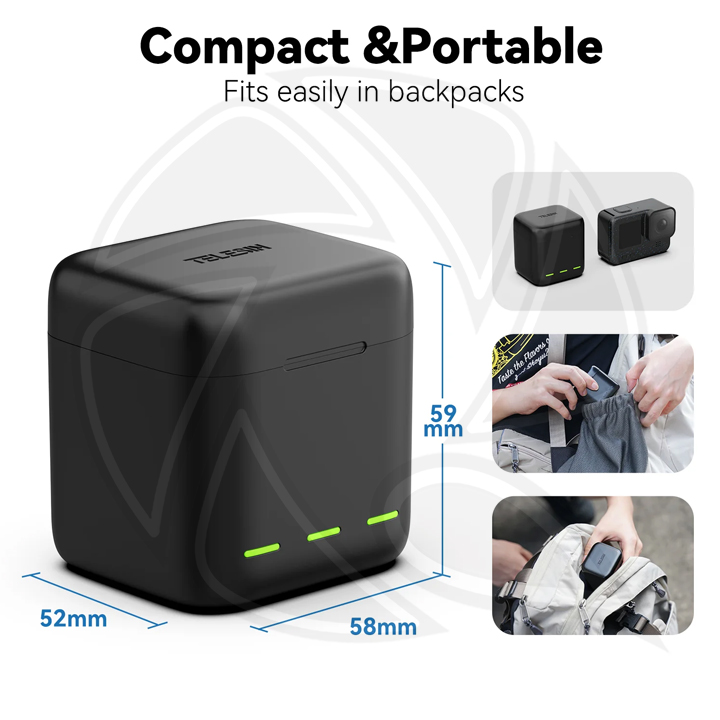 TELESIN Battery Charging Box with tow Battery for GoPro Hero 12/11/10/9-S0-BCG-04-TGP