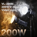 ULANZI  VL200Bi 200W V-Mount Video Light with Plug DC Power Adapter Cable