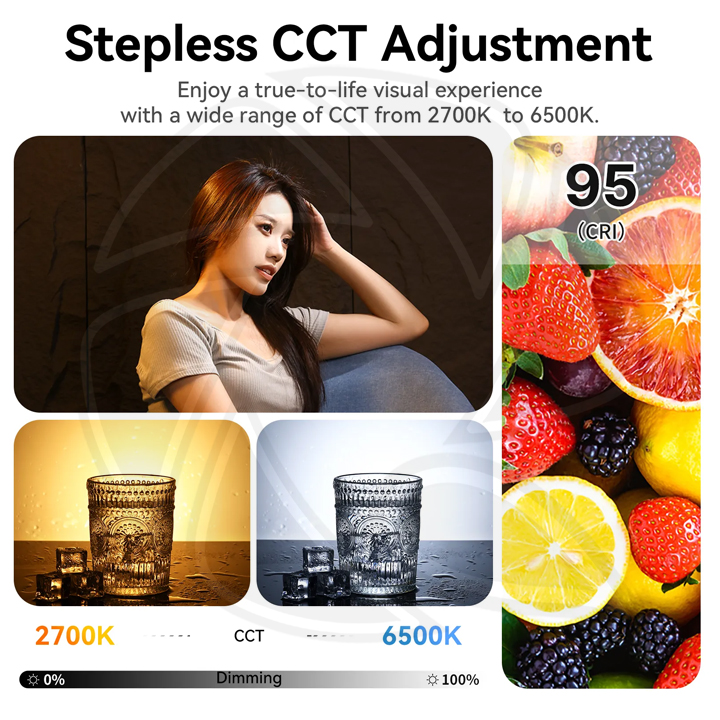 Ulanzi VL120BI 120W Bi-color V-Mount Video Light with Plug DC Power Adapter Cable