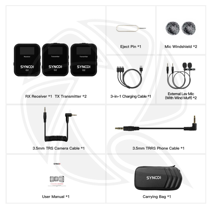 SYNCO WAir-G2A2 Quality Dual Wireless Microphone Dual Transmitter