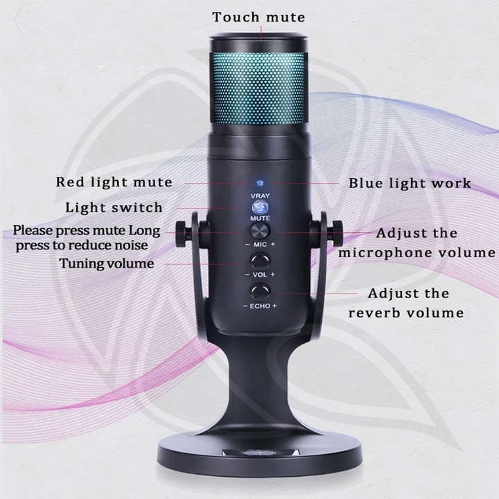 JMARY MC-PW9 RGB USB Wired Recording Microphone