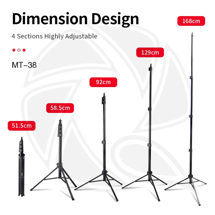 JMARY MT38 Heavy Duty Aluminum Lightweight Mobile holder Extendable Phone Tripod Stand Selfie Stick Tripod