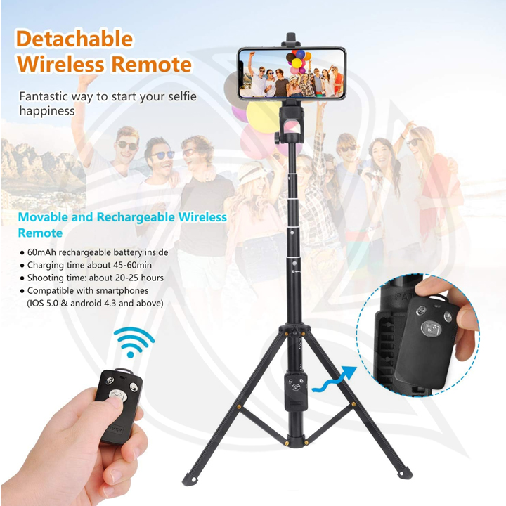 YUNTENG VCT-1688L (195cm) 2in1 Portable Mini Cellphone Selfie Stick Tabletop Tripod With Remote Controller