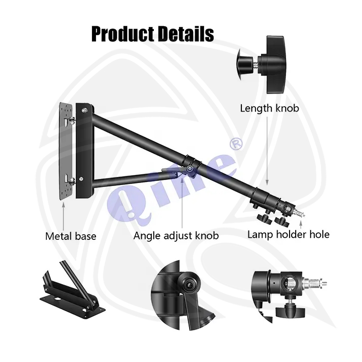 QIHE J1300 1.3m Wall Mounted Light Stand ,Overhead Lighting Stand,Ceiling Lighting Holder