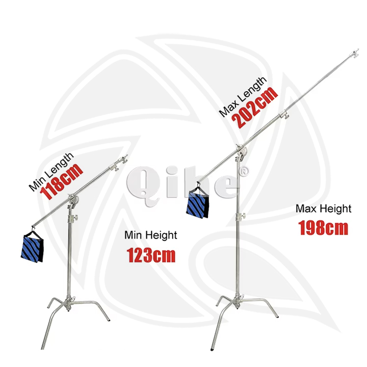 QIHE Q10 Stainless Steel C-Stand 198cm Arm 202cm