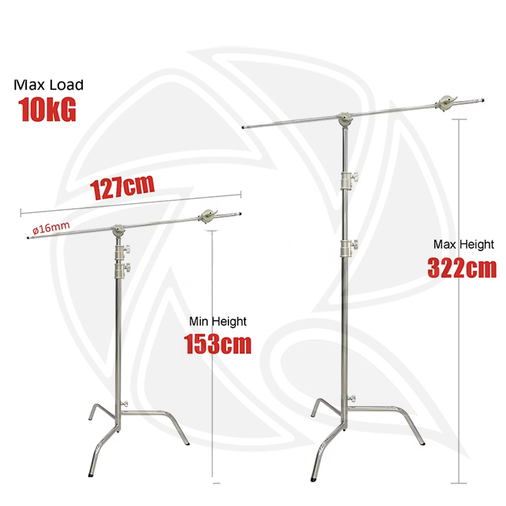 QIHE Q6 Stainless Steel C-Stand 320cm Arm 127cm
