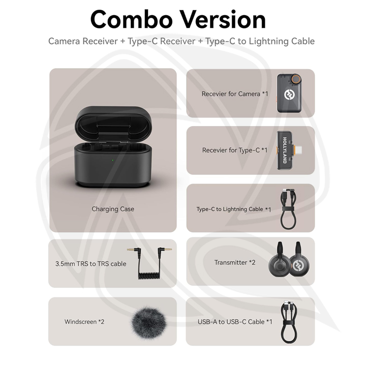 HOLLYLAND LARK M2S Combo All in on Version Charging Case (Space Gray) 2person for Camera &amp;phone