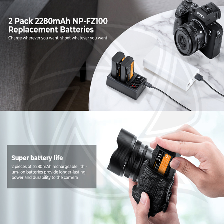 KF28.0016  NP-FZ100 Battery Charger Set for Sony Alpha  (2-Pack, Micro USB Port, 2280mAH)