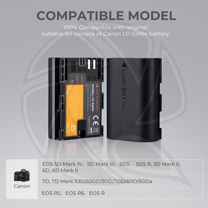 KF28.0021 LP-E6NH Battery and Charger for Canon EOS 2250mAh