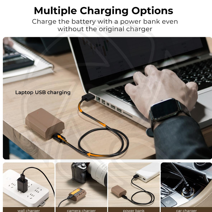 KF28.0023 NP-FZ100 Battery with USB Type C Fast Charging, 2280mAh Camera Battery for Sony