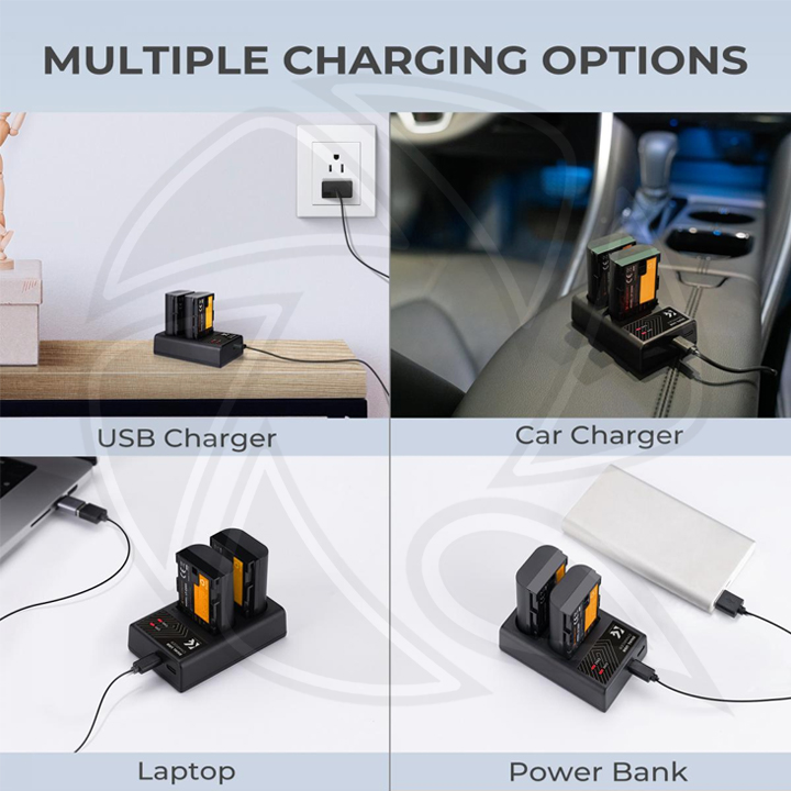 KF28.0007 LP-E6/LP-E6N/LP-E6NH Battery Charger, Dual Slot Quick Charger for Canon