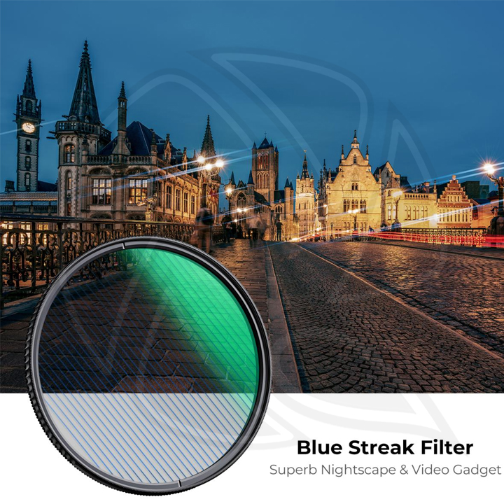 KF01.2101 77mm Blue Streak Filter (2mm) Optical Glass Ultra-clear Waterproof Anti-Scratch Anti-Reflection Green Film Nano-Xcel Series