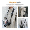 KF13.132V1 45mm Camera Neck Strap with Quick Release for Photographers, Adjustable Camera Shoulder Sling Strap Compatible for Nikon Canon Sony Olympus DSLR Camera - Strap URBAN WANDER 03 (Black )