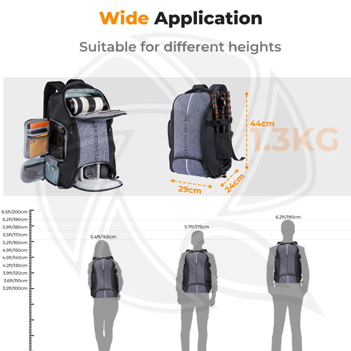 KF13.164 Concept Camera Backpack 25L Large Capacity Camera Bag for Photographers with Raincover Camera Case with 15.6 Inch Laptop Compartment Compatible for Canon/Nikon/Sony/DJI Mavic Drone - Backpack 25L Nature Wander 08 (Grey）