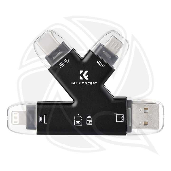 KF42.0006 SD Card Reader for iPhone/iPad/Android/Mac/Computer/Camera, 4 in 1 Micro SD Card Reader Tracking Camera Viewer, Portable Memory Card Reader SD Card Adapter Compatible with SD and Micro SD Card/TF Card ( black)