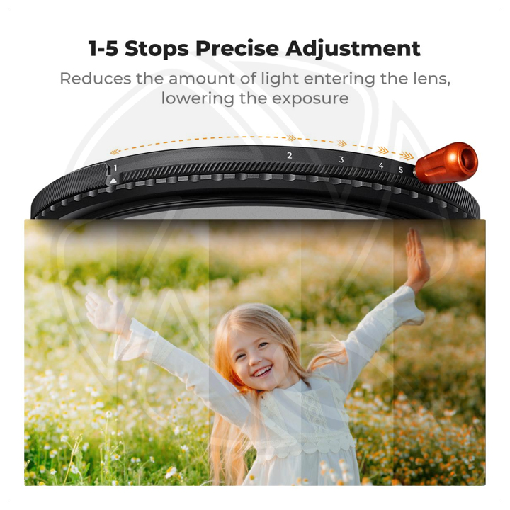 KF01.2928V2 82mm Variable ND2-32 (1-5 Stops) &amp; Circular Polarizing Filter CPL &amp; Black Mist 1/4 3 in 1 HD Lens Filter with 28 Multi-Coated for Camera Lenses Nano-Xcel Series