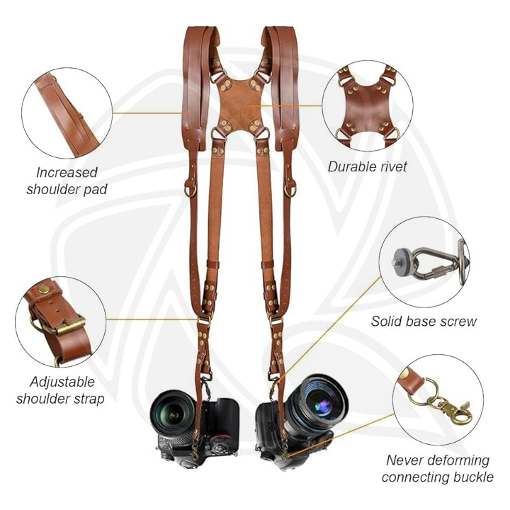 Leather Camera Strap for Two Cameras  SD2